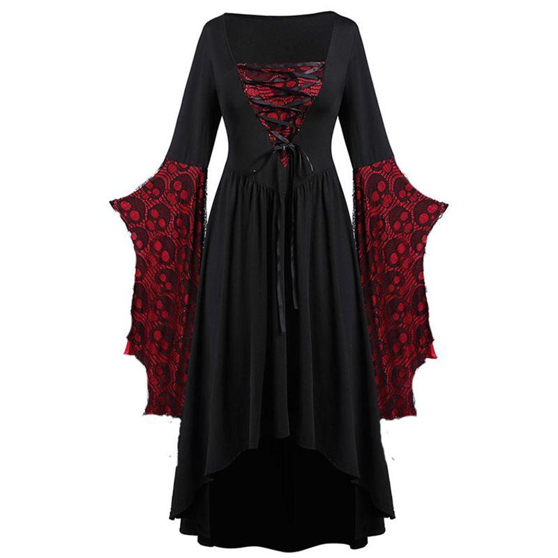 Women Ladies Medieval Renaissance Gothic Witch Cosplay Retro Fancy Dress Costume