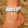 Bohemian Shell Starfish Beaded Anklets Set for Women Fashion Summer Beach Sea Shell Multilayer Chain Ankle Jewelry