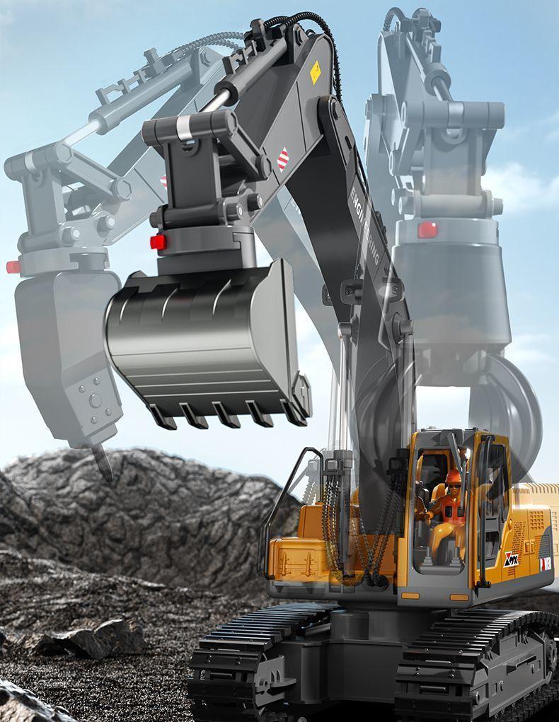 Remote Control Alloy Bulldozer Excavator Toy with Spray Function for Kids