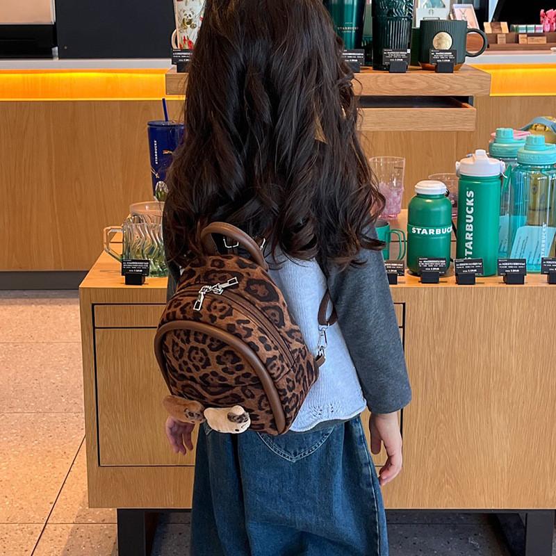Hello Kitty Kids Backpack With Leopard Print Fabric For Daycare And School Use