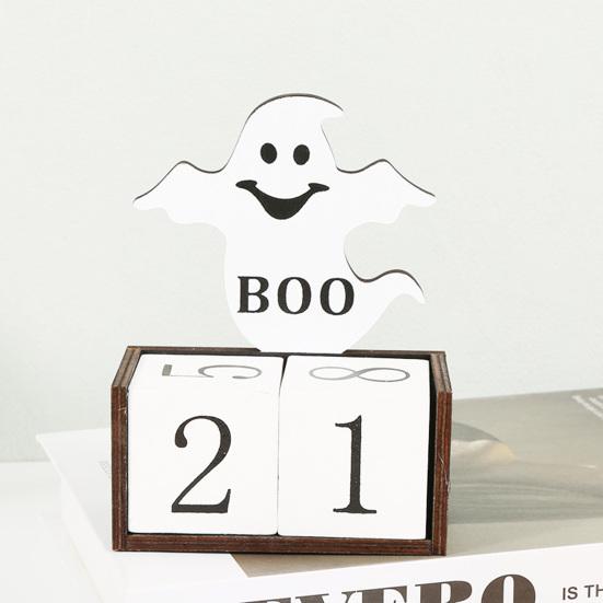 Halloween dřevěný odpočítávací kalendář Halloweenský adventní kalendář Ručně vyráběná stolní dekorace dýňový hrad duchů