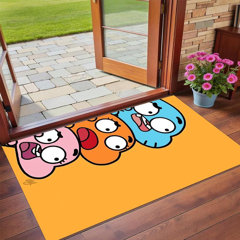 Rutschfeste Kristall-Samt-Fußmatte, Teppich im Amazing World of Gumball Design für Innenbereiche, Wohnzimmer, Schlafzimmer, Heimdekoration