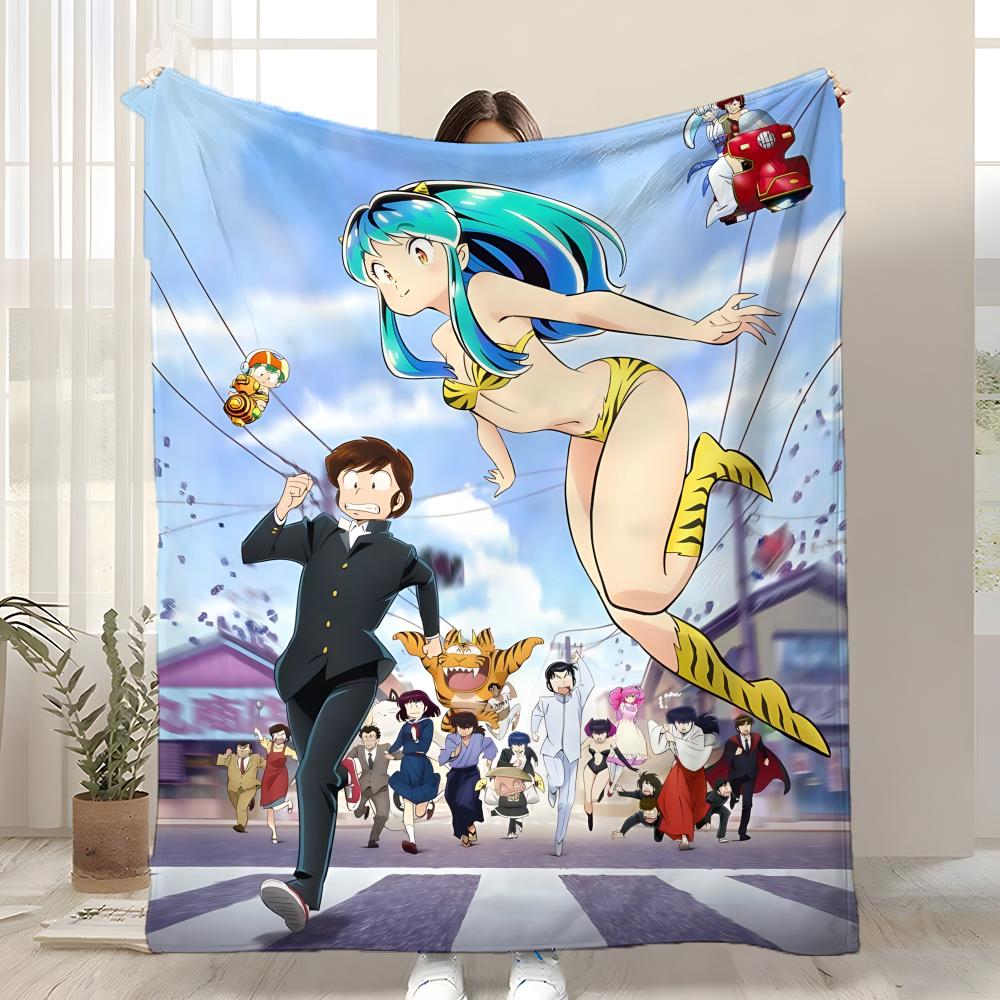

Anime Game Urusei Yatsura Throw Kid-Friendly Flannel Throw Blanket Soft Warm Anti-Static Washable All Season 75x90cm