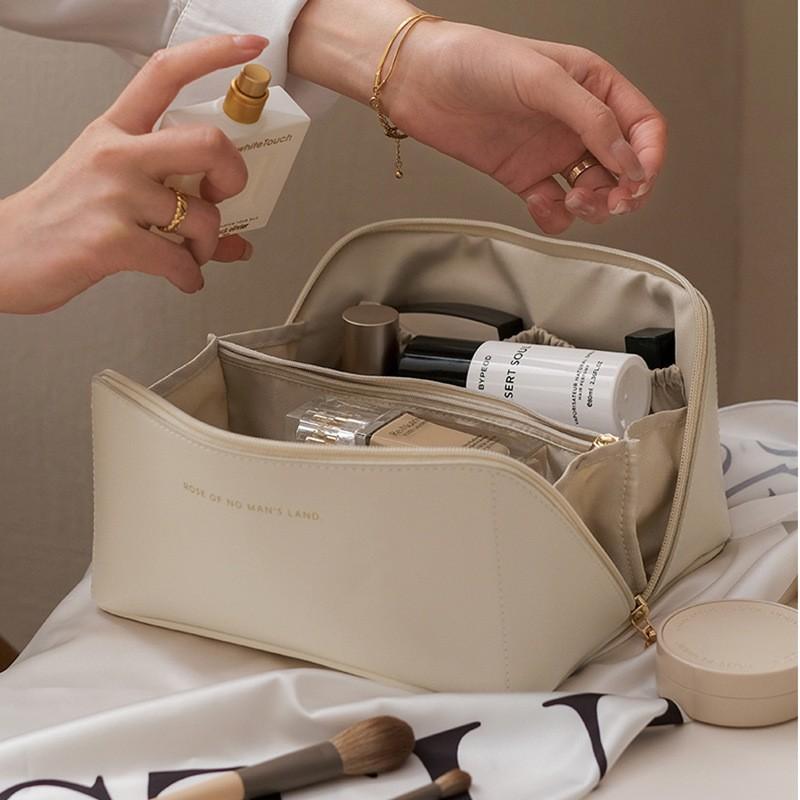 Large Capacity Travel Cosmetic Bag Portable PU Makeup Pouch Women Waterproof Bathroom Washbag Multifunctional Toiletry Kit