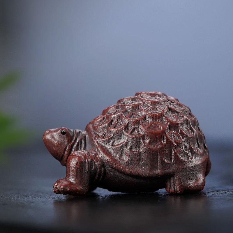 

Longevity Golden Money Turtle Purple Clay Tea Pet Retro Lucky Model Tea Figurine Play Toys Household Tea Statue Cafes Ornaments