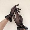 Soft Ruffle Lace Mittens Full Thin Lolita Lace Gloves Hollow Out Mesh Fishnet Mesh Gloves