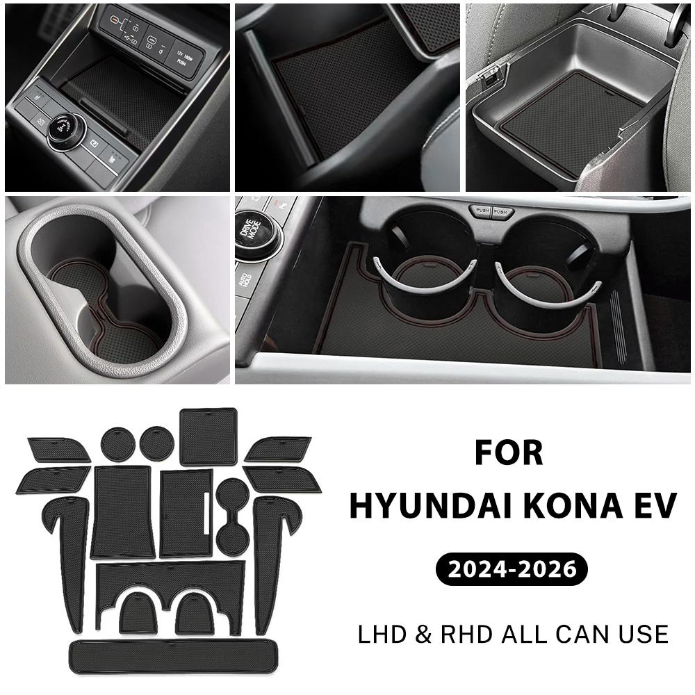 

Коврик в паз двери автомобиля для Hyundai Kona SX2 EV Electric 2024 2025 2026 Противоскользящие накладки в slot двери Автоаксессуары для Kona SX2 EV 15 чёрный