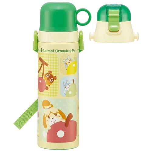 

Skater Kids Stainless Steel Water Bottle, 2-Way Design, 580ml (Direct Drinking) or 570ml (Cup Drinking), Animal Crossing Design, Lightweight and Chil