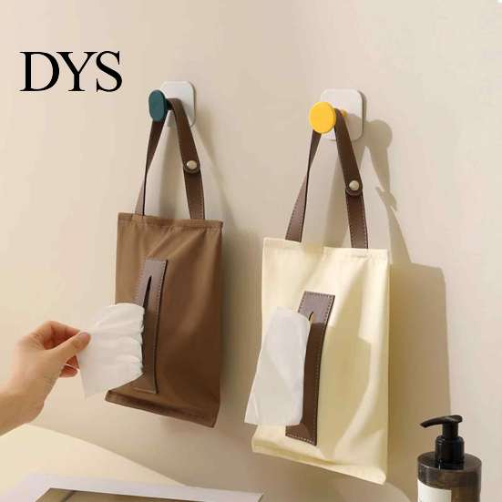 Durable Desk Napkin Box Hanging Canvas Tissue Box, Wall Mounted Paper Towel Holder Dispenser, Easy Refill Storage Organizer, for Home And Office