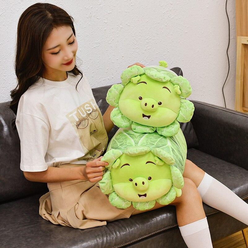 1pc 40 /55cm Cute Vegetable Pig Plush Toys Creative Animal Pig Plush Pillow Stuffed Chinese Cabbage Pig Dolls For Girls Baby