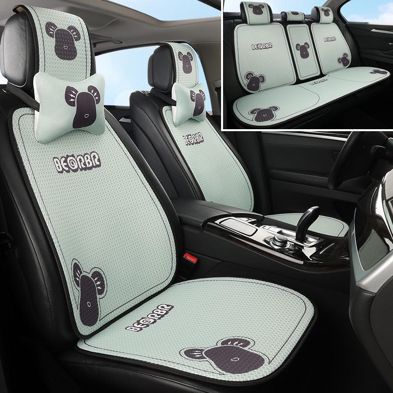 Universal Cartoon Linen Car Seat Cushion - Warm, Stylish, Four Seasons Comfort