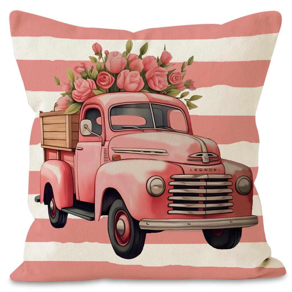 Car Pillow Cover Valentine's Day Party Sofa Decorative Pillow Cover Linen Printed Cushion
