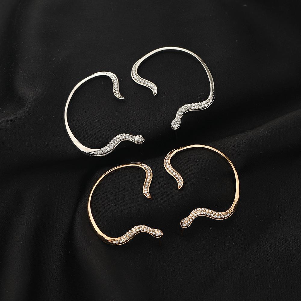 Snake Earrings, Fashionable Winding Exaggerated Personalized Ear Clips, Temperament Rhinestone Snake Stud Earrings, Ear Hanging Earrings