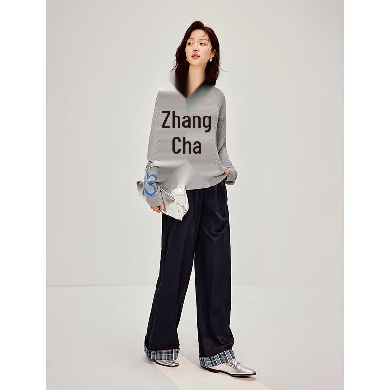 INMAN Women's Floral Jacquard Knitted Pullover