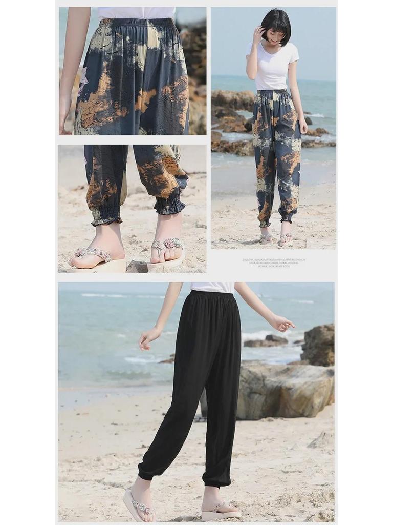 Pantaloni Harem Bohemien in Cotone da Donna - Estivi da Spiaggia & Anti-Zanzare Stile Etnico Lanterna