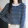 Navava Women Stripe Round Neck Long Sleeve Knit Nk3244