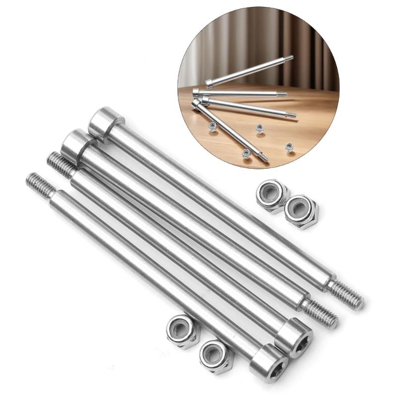 4Pcs 4x60mm Stainless Steel Threaded Hinge Pins A-Arm with Nuts Set for Remote Control Car Replacement Accessories Set
