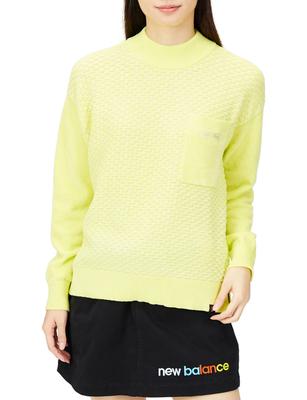 [New Balance] Golf Mock Neck Knit (Optical Jacquard Pattern, Stretch) / Women's / 012-2270506 060_Yellow Size 0 [S]