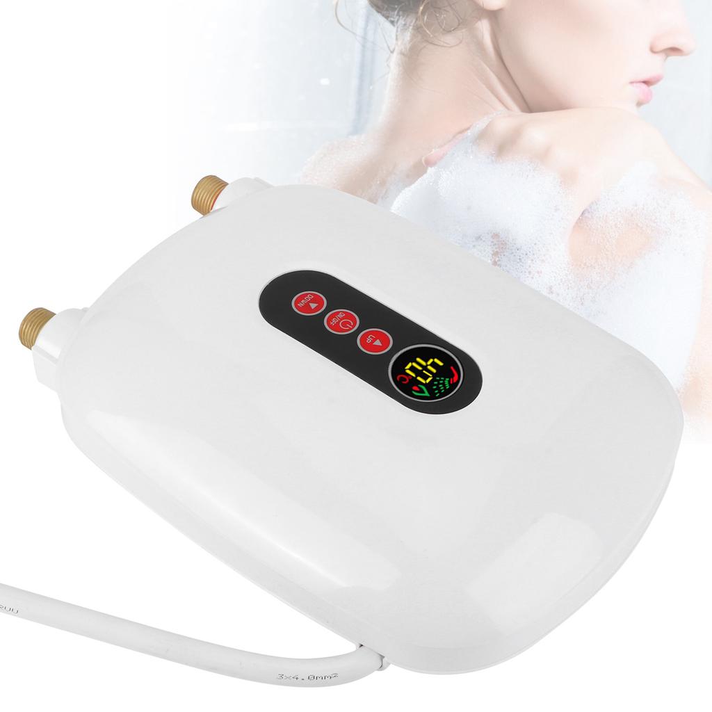 Tankless Water Heater Touch Screen LCD Electric Instant Hot Water Heater Bathroom 220‑240VWhite