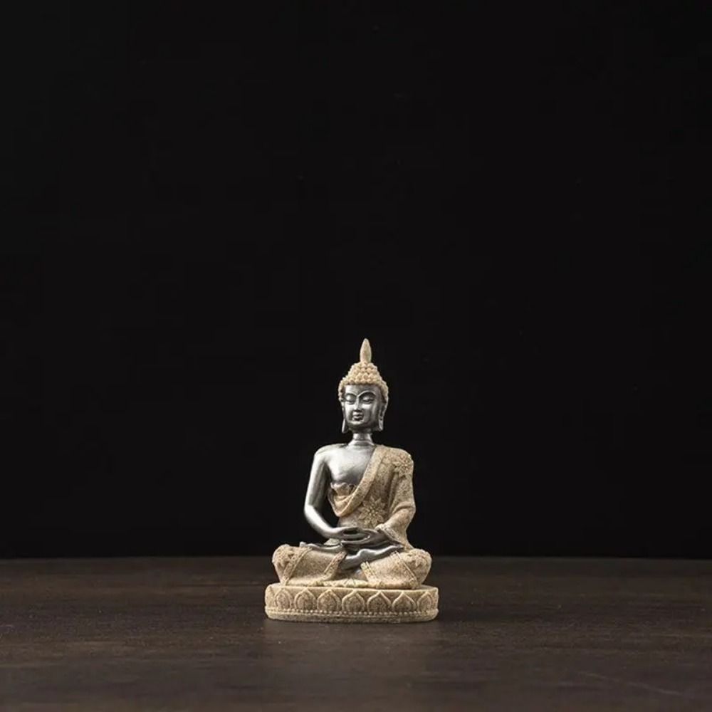Green Sandstone Buddhist Figurine Ornament Oriental Culture Buddha Statue Zen Ornament  Desk