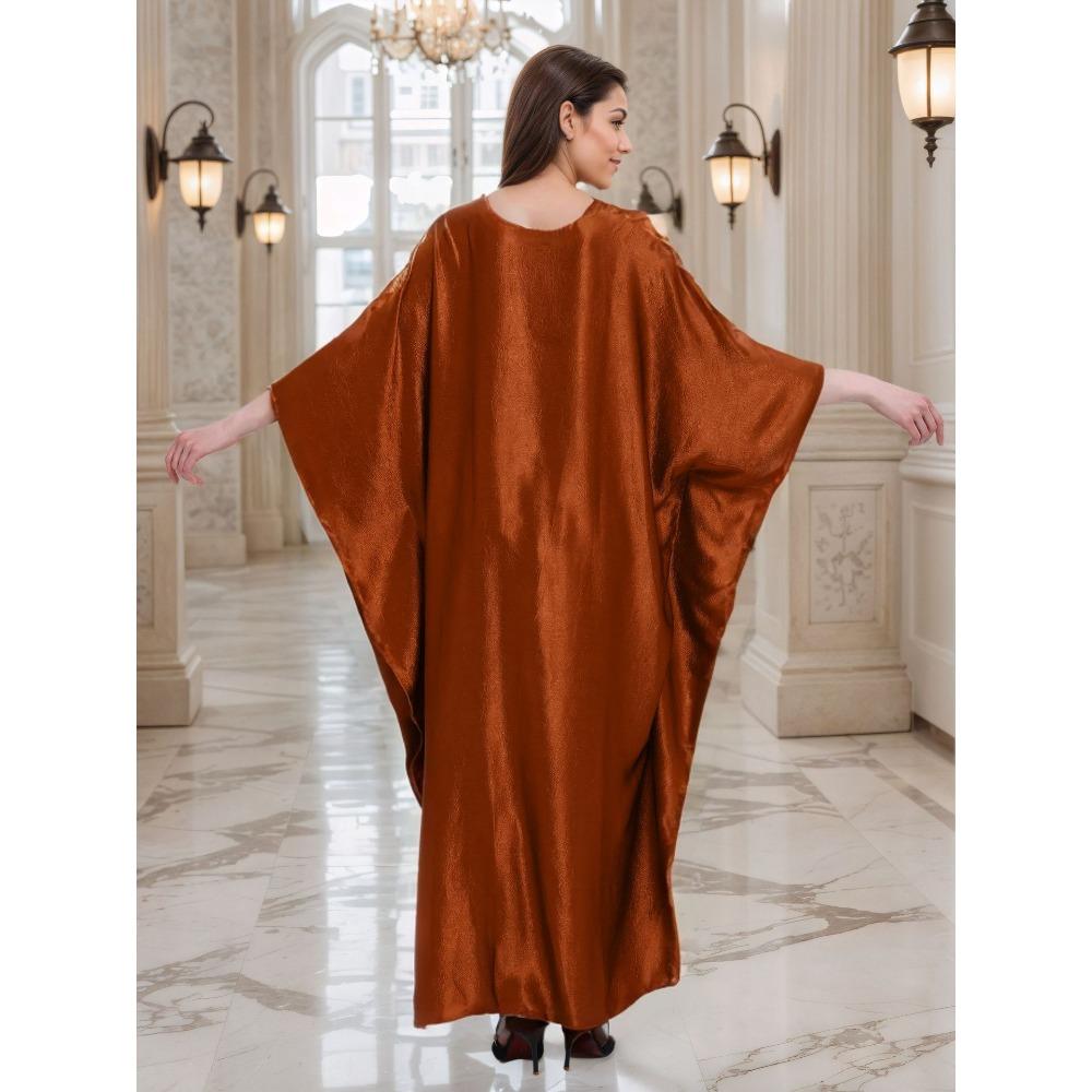 Gold Luxury Beach Dress Woven Holiday Robe Loose Plus Size Turkish Kaftan Dress