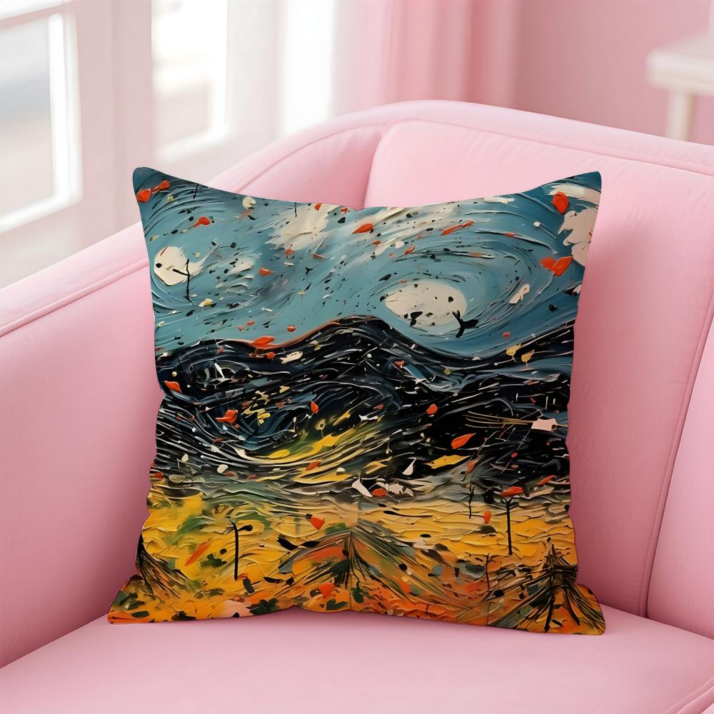 PPollock Cushion Cover Pillow Case Soft Friendly Fabric Concealed Zipper