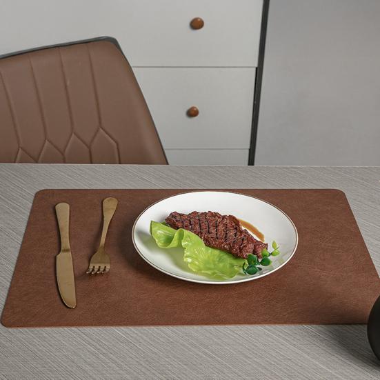 Double-Sided Placemat Waterproof Oil-Proof Heat Resistant Coaster for Dining Table Faux Leather Non-Slip Pad for Restaurant
