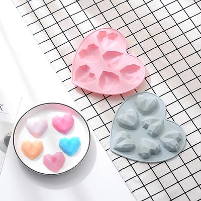 Silicone Love Cake Molds, 6 Cavity, Diamond Heart, 3D, DIY Fondant Decorating Tools, Chocolate Pastry Molds, Baking Accessories