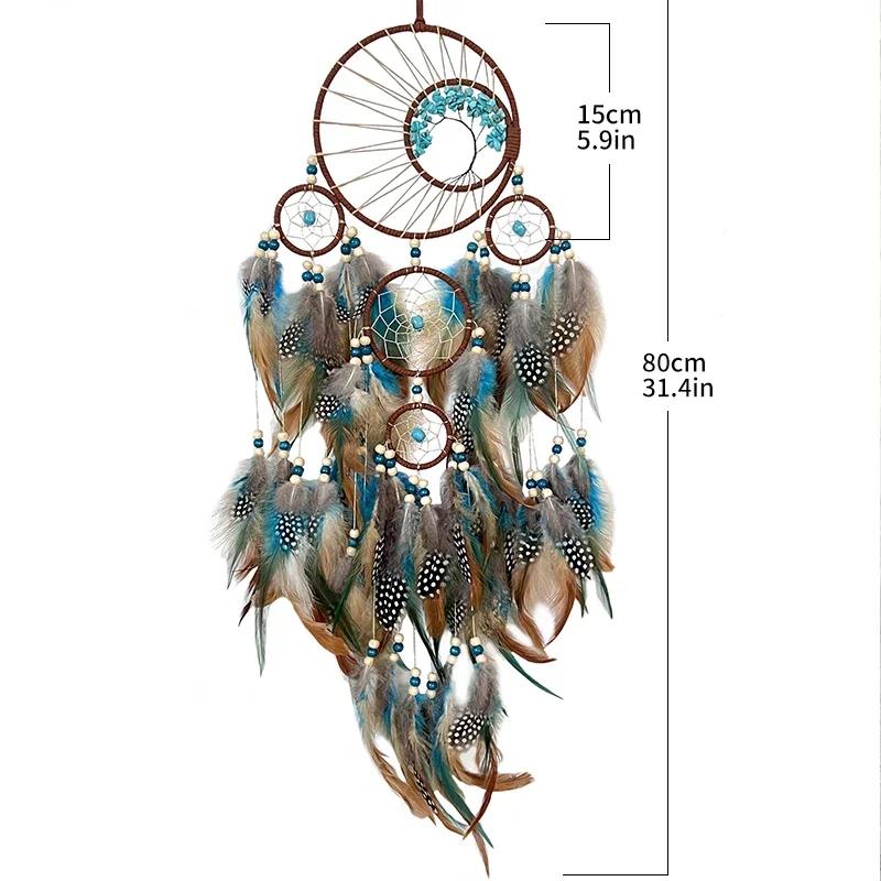 Dream Catcher Vintage Wind Chime Hanging Ornament Home Decor Indian Natural Stone Tree of Life Dream Catcher Wall Decor
