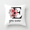 Personalized Name Flower Letter Pillow Case Alphabet Print White Square Pillow Case Dust Cover Bedroom Party Decoration