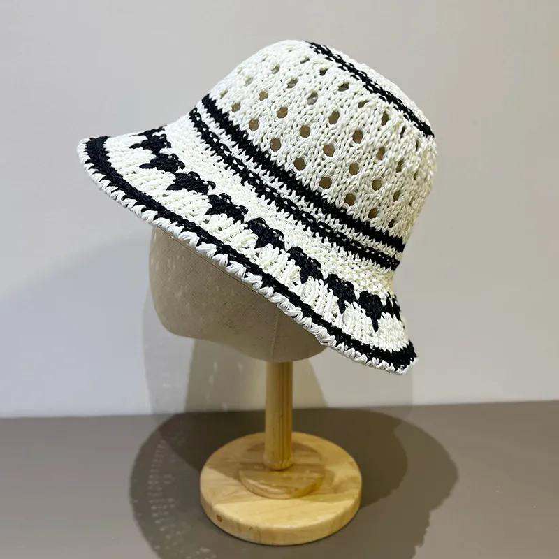 

WTEMPO Retro Elegant Summer Beach Cool Sunscreen Hats Breathable Hollow-out Sun Hats Wide Brim Foldable Large Hats 1pc белый