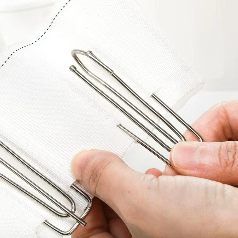 10pcs 4 Prongs Curtain Pleat Hooks Rust-Resistant DIY Curtain Hooks Stainless Steel Curtain Decorative Accessorie