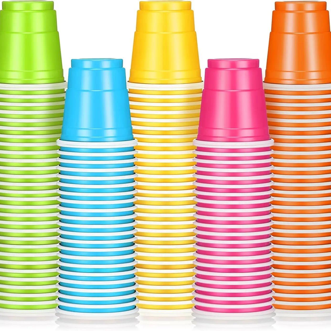 

5 Colors 200PCS 2OZ Mini Party Cups Plastic Shot Glasses Red Disposable Cups for Christmas Birthday Wedding Holiday Party 50ml