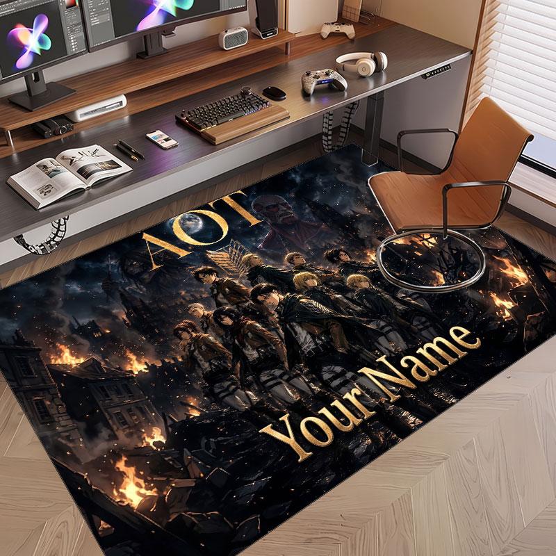 Custom Name Crystal Velvet Rug,Attack on Titan Comfortable Anti Slip Floor Mat For Room Decoration
