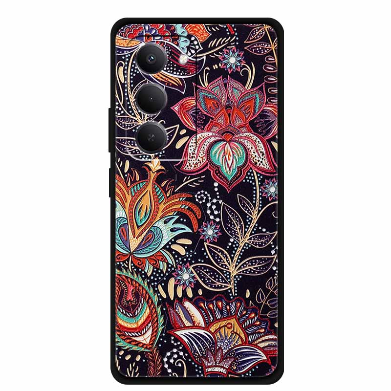 

3D Silicone Case For Redmi 15 4G 5G Case Relief Emboss Flowers Black Soft Back Cover Coque For Redmi 15C 4G Case Funda Shell Bag -Redmi15C 4G 171.5mm