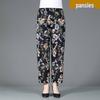 Ice Silk Floral Wide-Leg Pants for Middle-Aged and Elderly Women - Large, Loose, Casual, Straight-Leg Design