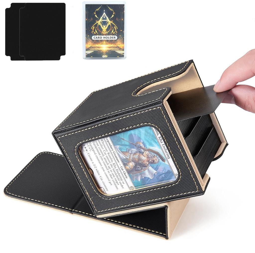 100+ Load Trading Card Deck Box for MTG Commander Display with 2 Dividers Game Sports Card Storage Box PU Magnet Deck Case