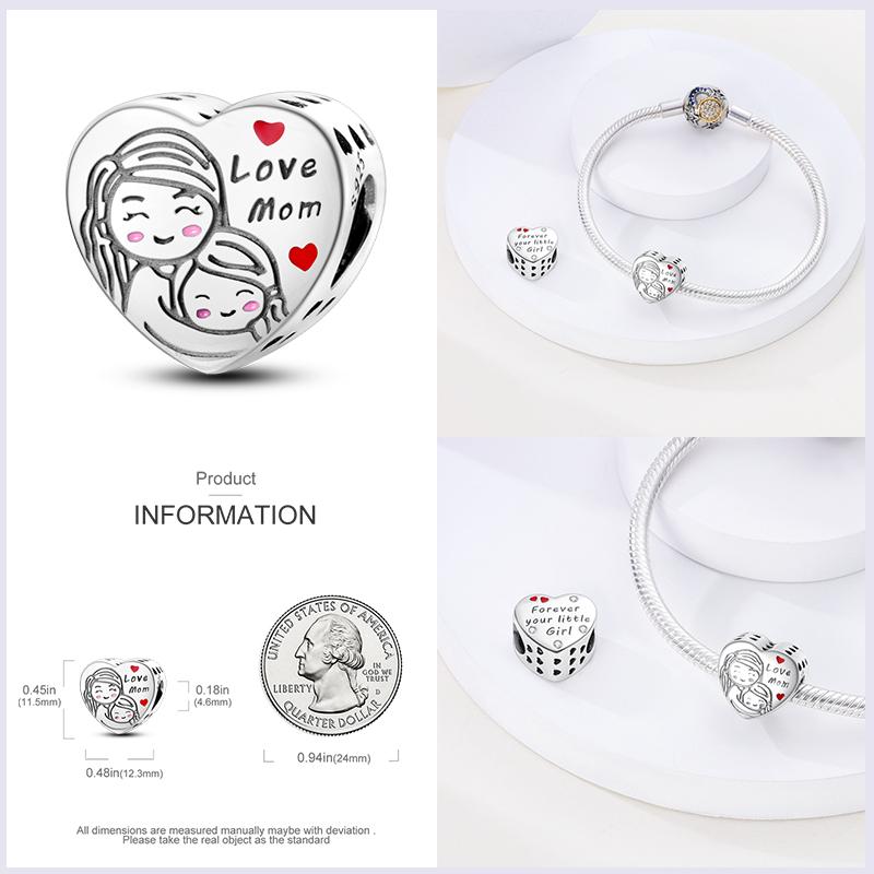 100% Copper Heart Shaped Warm Family Charm Beads Fit Qikaola Original Bracelets Fine Diy Mother'S Day Jewelry Gifts