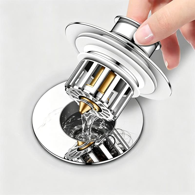 Bathroom Universal Sink Stopper Drain Plug Stopper with Hair Catcher Anti Clogging Basin Sink Drain Pop up Brass Strainer Core (Silver,Brass) серебряный