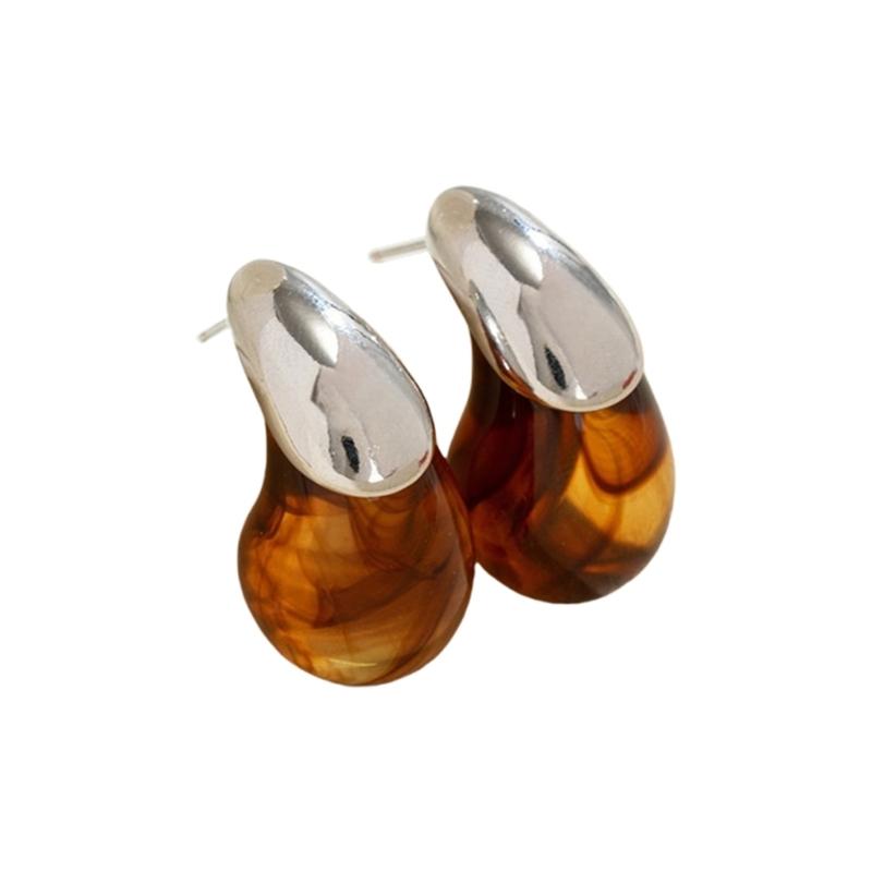 Versatile Clear Resin Drop Earrings Alloy Base Portable Designs for Everyday Jewelry Wear