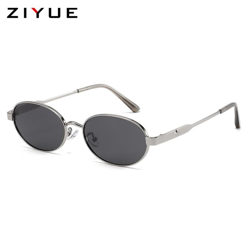 2026 new oval small frame sunglasses female Internet celebrity hipster hip-hop sunglasses plain face small high-end sunglasses