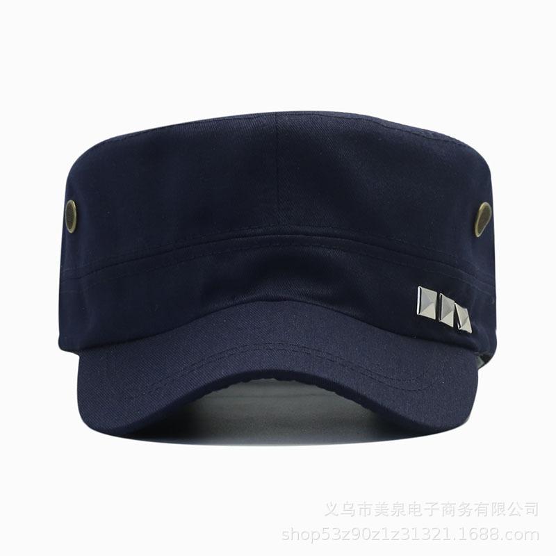 New Rivet Flat Top Cap Men's Casual Breathable Spring and Summer Baseball Cap Middle-aged and Elderly Flat Top Hat Sunshade