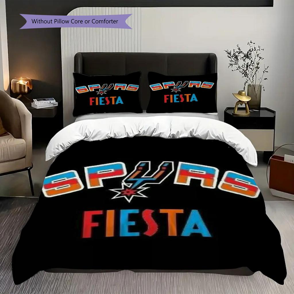 San Antonio Spurs Vivace Spirito di Squadra Set da Tre Pezzi(1 * copripiumino + 2 * federa, senza nucleo)Set biancheria da letto Morbido e confortevole