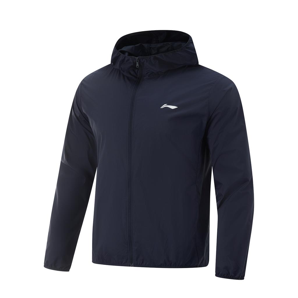 Li-Ning Comfortable Casual Minimalist Hooded Zipper Solid Color Versatile Jacket Men Jackets Ink-Blue AFDV261-15
