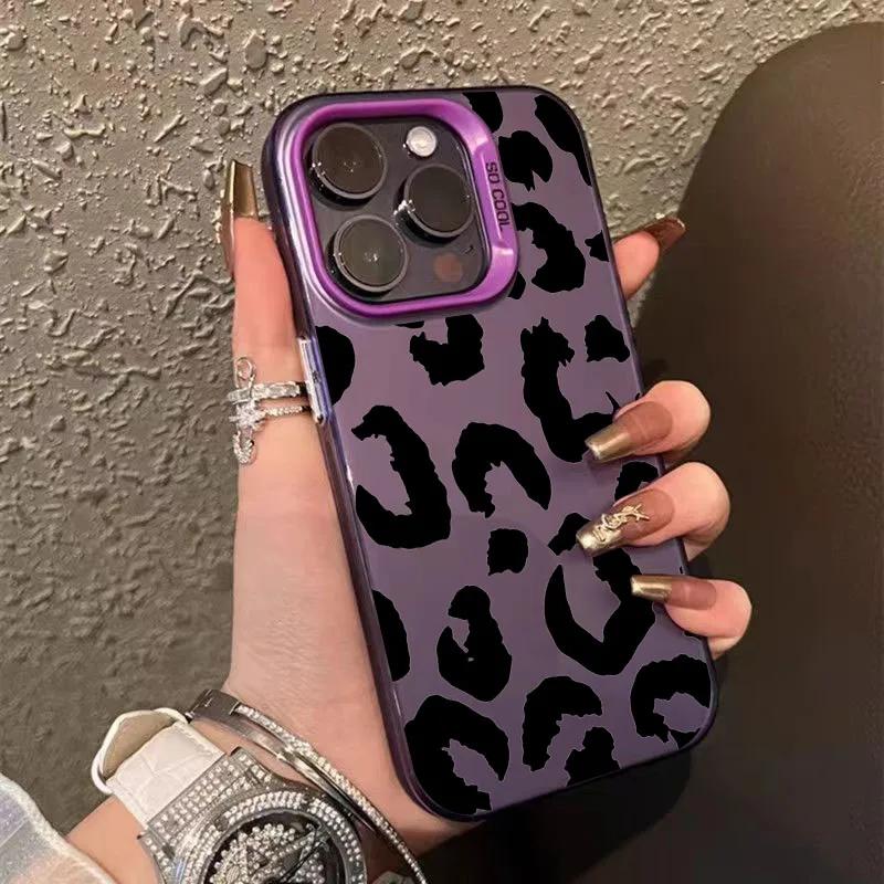

Чехол для iPhone 16 Леопардовый принт Гальваническое серебро Чехол для телефона для iPhone 11 12 13 14 15 Pro Max 17 Air 16E 7 8 Plus SE2 Чехол For iPhone 17Pro Max