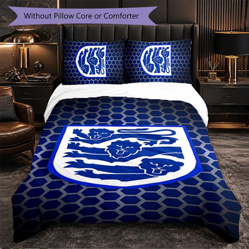 Set Biancheria da Letto a 3 Pezzi Nazionale di Calcio Inglese Morbido Set Copripiumino con Federe Set Decorazione Camera da Letto per la Casa