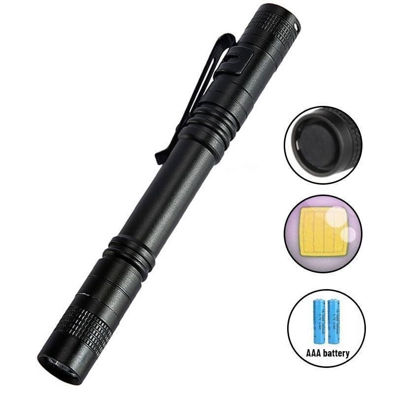 

4PCS Mini LED Flashlight Pocket Pen Light Portable Waterproof Torch Using AAA Battery For Medical Outdoor Emergency Lamp 13.3*1.5cm 1PCS чорний