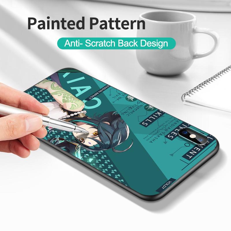 Black Tpu Case For OPPO A16 A16S A55 A94 F17 F19 Pro Reno 4 5 Lite 6 4G 5G Genshin Impact Girls