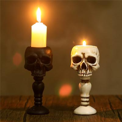 Kerzenhalter im Vintage-Stil mit Totenkopf-Motiv, Harzsäule in Geisterkopfform, Kerzenständer für Halloween, Weihnachten, Party, Bar, Dekoration, Kunsthandwerk