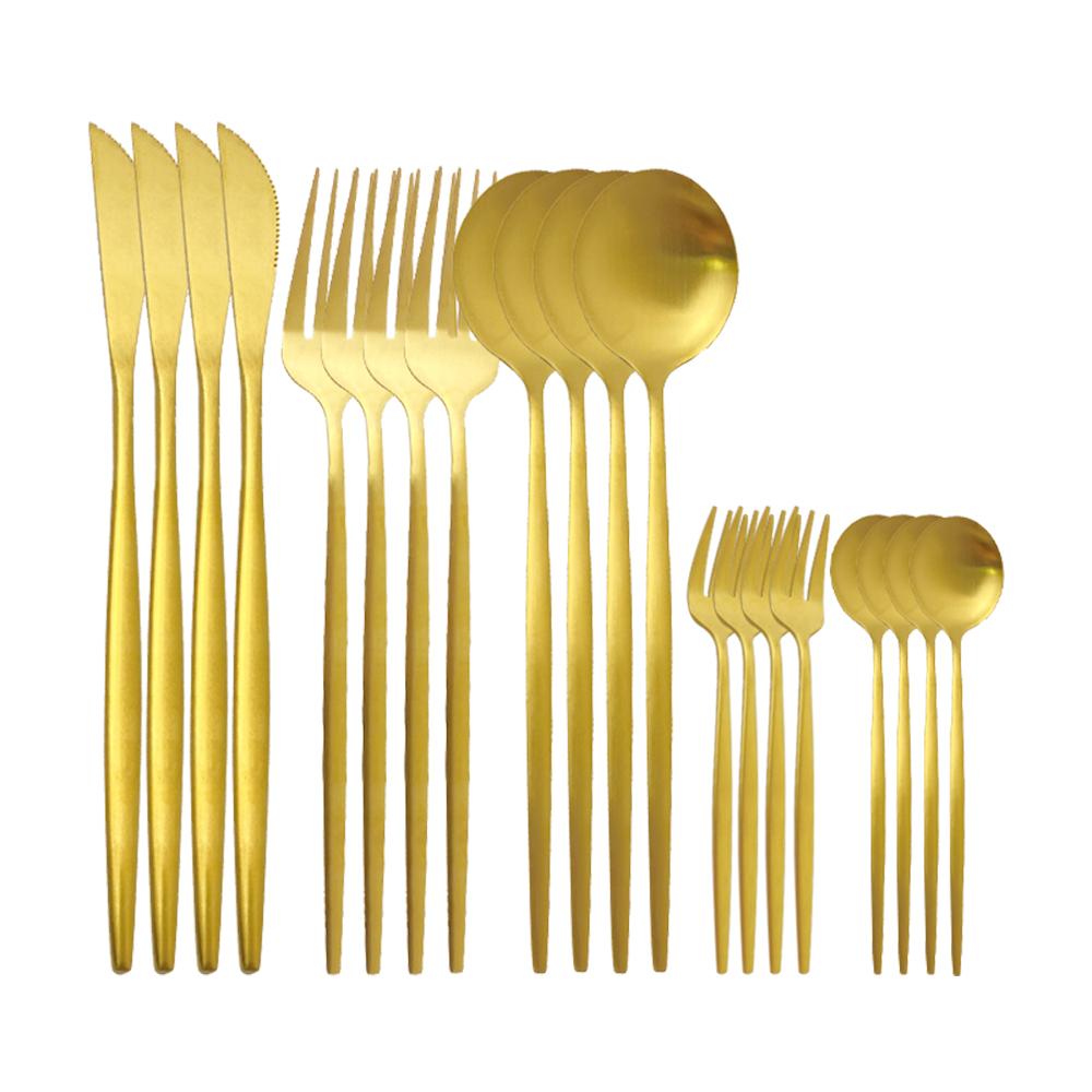 Set di posate multicolore da 20 pezzi, set di stoviglie, coltello da cena, forchetta da torta, argenteria arcobaleno in acciaio inossidabile 304, set per la tavola della casa